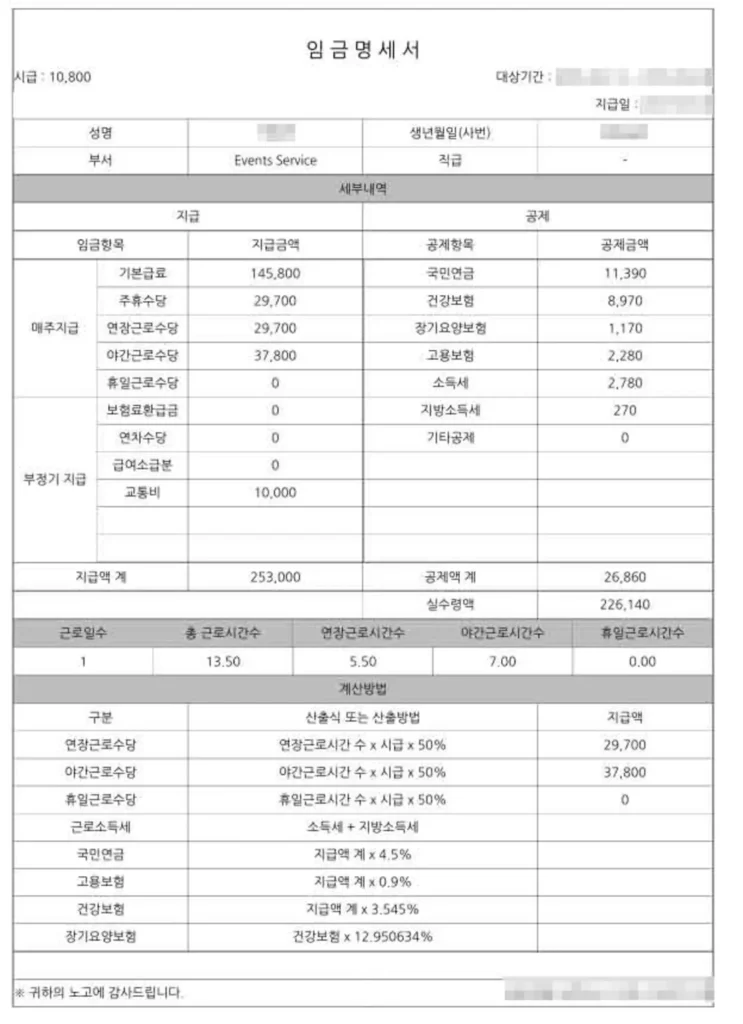 그랜드하얏트 인천 홀서빙 알바 후기 15시간 근무하고 받은 25만원5
